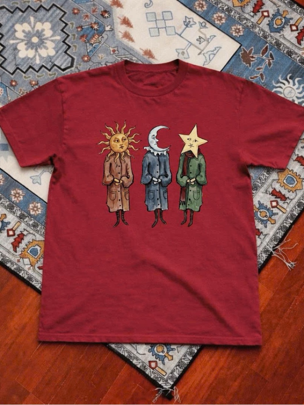Red Celestial Trio Graphic Tee - Men's Casual Shirt